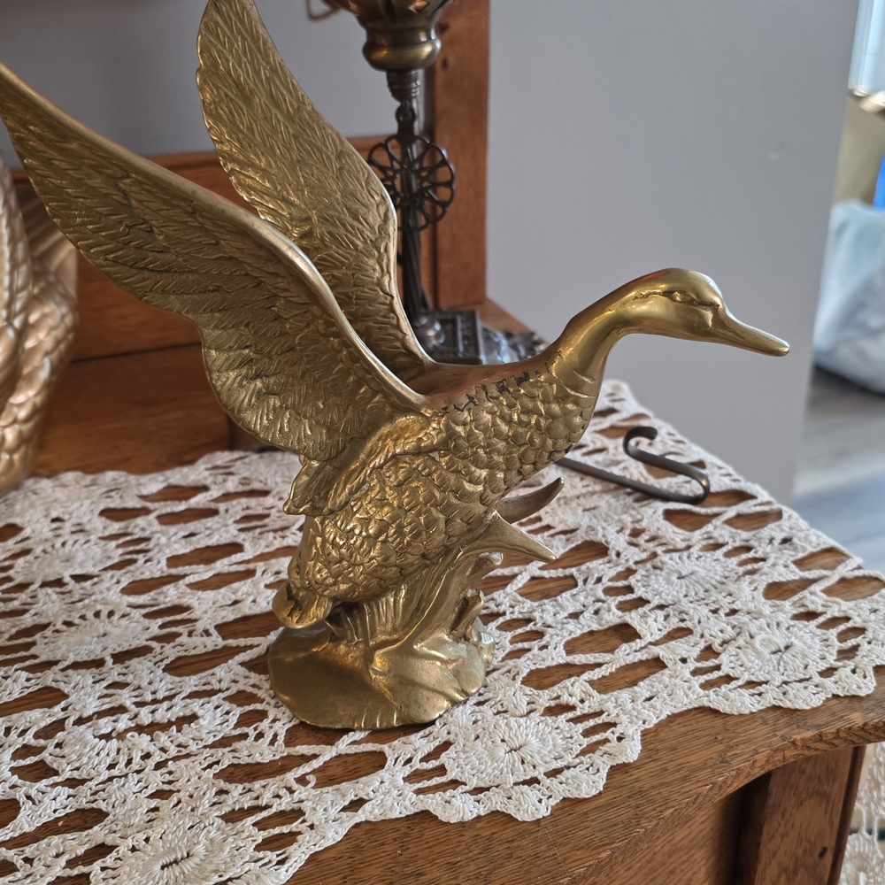 Elegant Solid Brass Goose Figurine